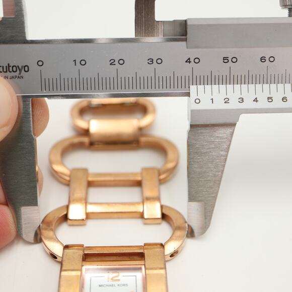 Michael Kors Rose Gold Tone 27mm Rectangle Dial Watch Chain Bracelet New Battery main image 7